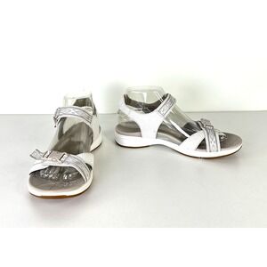 Dansko Angie Sport Casual Sandals Womens EU 37 White Leather Low Heel Adjustable